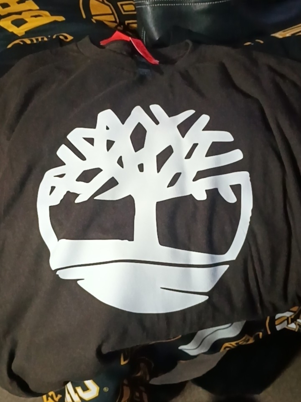 Timberland Black Tee with White Tree Logo